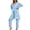 Blue, variant on Womens 3 Piece Pajama Set Floral Butterfly Loungewear With Belted Robe And Pants