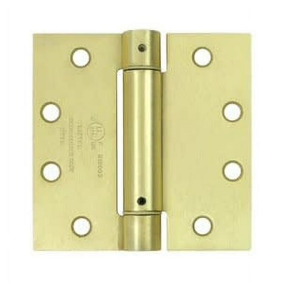 Deltana DSH45U4 4-1/2" x 4-1/2" Spring Hinge; Satin Brass Finish