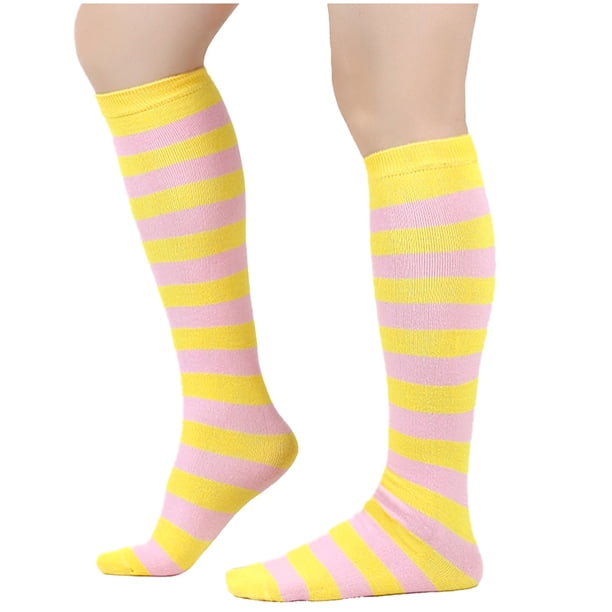 Calcetines de invierno cálidos a rayas hasta la pantorrilla y hasta la rodilla para mujer y hombre, calcetines universales hasta la pantorrilla, calcetines de algodón para mujer.