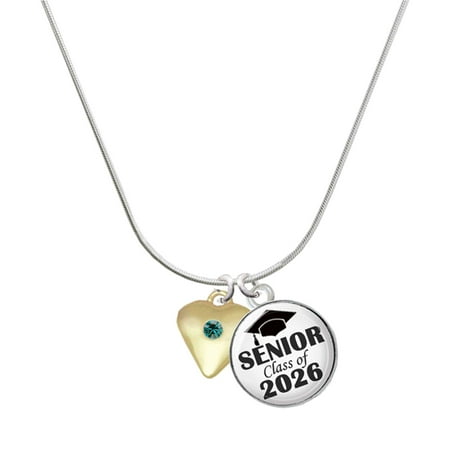 Delight Jewelry Gold-tone Large December – Teal Crystal Heart – Silvertone Senior Class of 2026 Dome Necklace 18 Delight Jewelry Gold-tone Large December – Teal Crystal Heart – Silvertone Senior Class of 2026 Dome Necklace 18