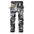thumbnail image 2 of Haoxianjian Baggy Jeans Mens Jeans Relaxed Fitted Men'S Casual Pocket Button Washed Tie-Dye Overalls Outdoor Casual Jeans Trousers Skinny Stretch Jeans Pants On Clearance, 2 of 9
