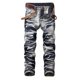 thumbnail image 2 of Pantalones vaqueros de longitud completa para hombre, informales, con bolsillos, botones, lavados, teñidos anudados, para exteriores, informales, para hombre, 2 of 9
