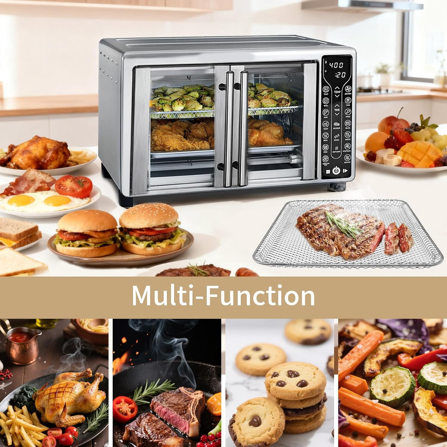 Toaster Oven Replacement Parts for Gourmia GTF7655 GTF7460 GTF7465, Air Fryer accessories Toaster Oven Air Fryer 17 cooking presets 1700W french door digital air fryer oven 24L capacity