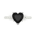 thumbnail image 2 of 2ct heart cut black natural onyx 18k white gold Bridal Wedding Engagement Promise Anniversary Ring for Women size 9, 2 of 7