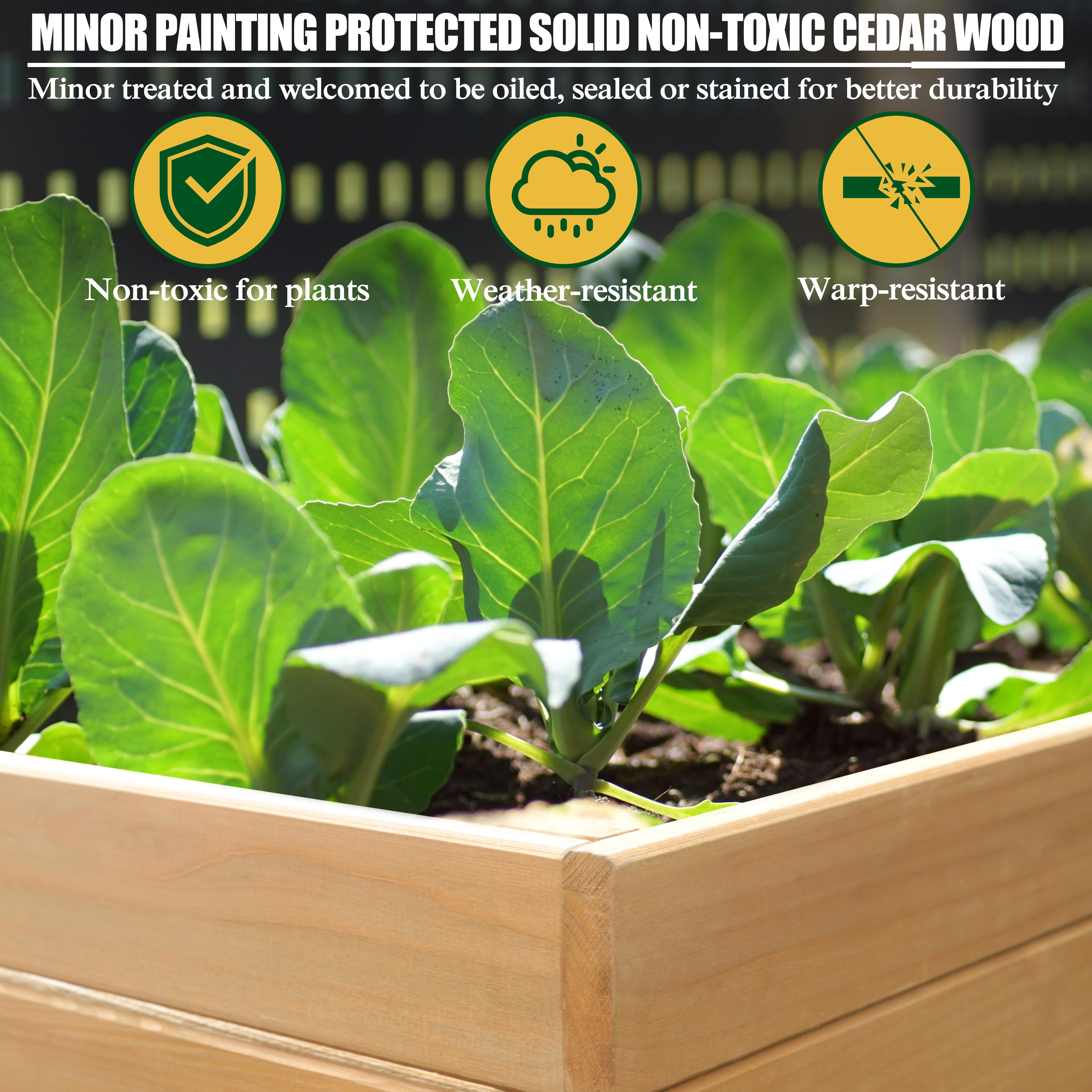 VEIKOUS 71" Raised Garden Bed, Outdoor Cedar Wood Elevated Planter Box W/ 6 Legs, Natural