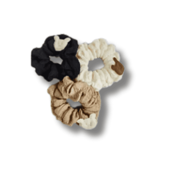 Cute Bear Charm Hair Scrunchies Set – 3PCS Soft Fabric Elastic Hair Ties