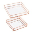 thumbnail image 3 of Koyal Wholesale Rose Gold Glass Mirror Square Trays Vanity Set of 2, Decorative Mirrored Trays for Coffee Table, Bar, 3 of 5