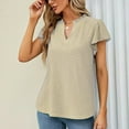 thumbnail image 2 of Giftesty Womens Plus Size Women Leisure Solid Short Sleeve V-Neck Blouses, 2 of 7