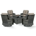 thumbnail image 4 of POCASSY Patio Furniture Set with 30" Propane Fire Pit Table, Patio Swivel Rocking Glider Chairs Set of 4 with Gray Wicker and Square Firepit Table for Garden Balcony Porch - Gray/Gray, 4 of 13