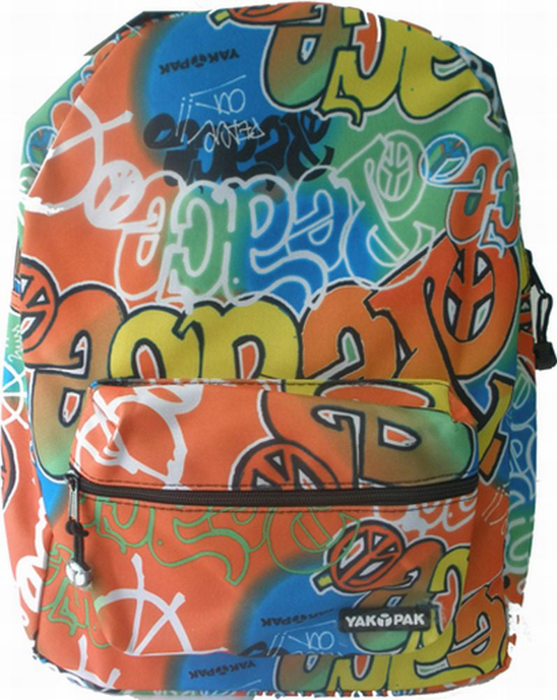 Yak Pack Orange Yellow Blue Peace Sign Canvas Backpack Sports School Travel Pack Walmart Com