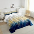 thumbnail image 4 of Abstract Art Bedding Twin Navy Gold Grey Comforter Set, Geometry Stripe Bedding Comforter Sets Golden Metallic Sequins Duvet Insert, Dark Blue Tie Dye Down Comforter Luxurious Modern Bedroom Decor, 4 of 5