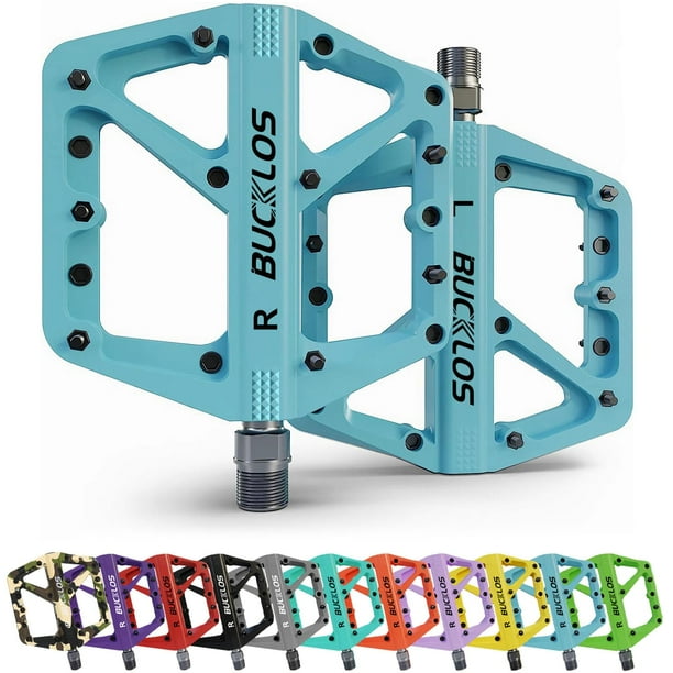 Pedales planos para MTB BUCKLOS, 29 x 29 x 4 cm, antideslizantes, color azul