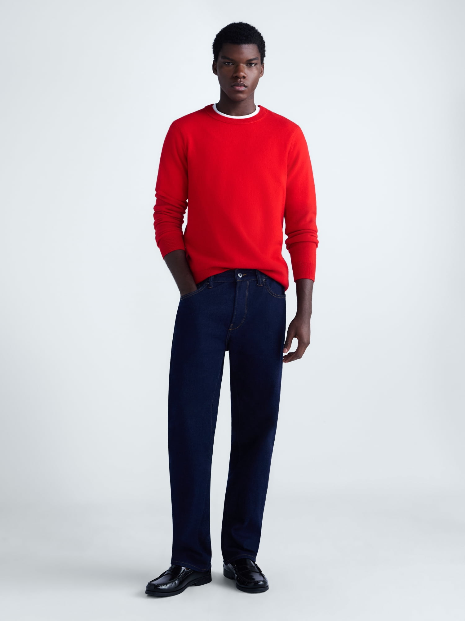 Free Assembly Men’s Cashmere Crewneck Sweater with Long Sleeves, Midweight, Sizes XS-2XL
