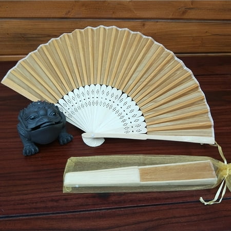 

FORYULIK Fan Floor Vintage Chinese Style Hand Held Fan Bamboo Silk Folding Fan Party Wedding Decor