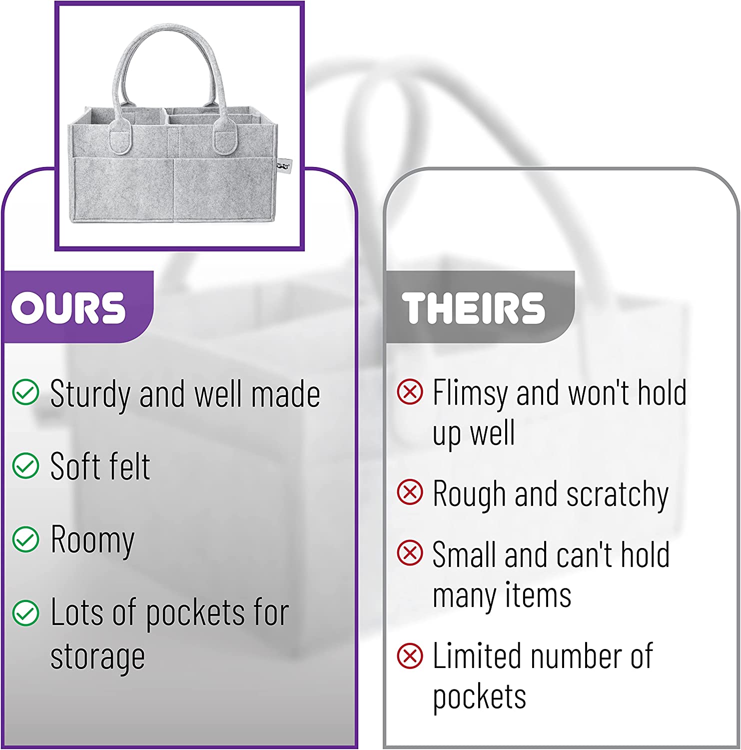 Mr. Pen Baby Diaper Caddy Organizer - Gray photo 5
