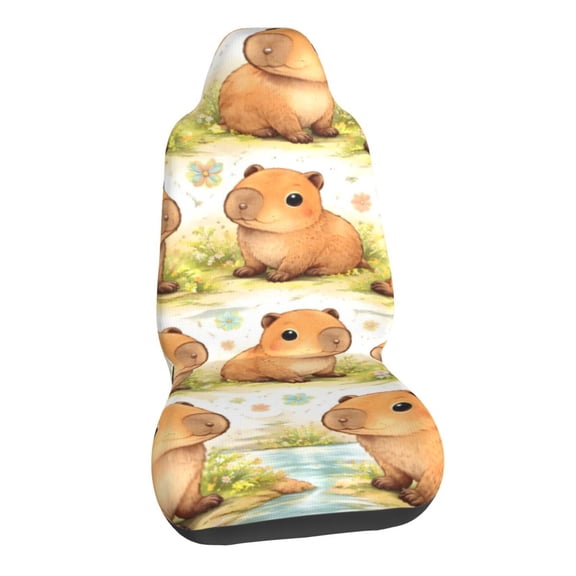Cute Capybara Cartoon Car Seat Covers Stretch Car Seat Protectors Universal Fit