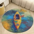thumbnail image 4 of Colorful Kayaks Glide Across The Lake Floral Medallion Round Rug - Small Round Area Rug, Soft Non-Slip Machine Washable Bedroom Mat Indoor Accent Entry Carpet for Office Desk Dorm Hallway, 4 of 6