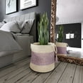 thumbnail image 3 of LR Home Woven Round Jute 19" Storage Basket with Handles, Lilac/White Mid Stripe, 3 of 8