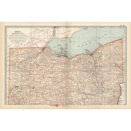 Art.com Map of Ohio, Northern Part. United States Art Print by Encyclopaedia Britannica, 18" x 12"