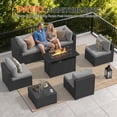 thumbnail image 3 of Dateyes 8-Piece Patio Furniture Set with Fire Pit, All-Weather Wicker Rattan Outdoor Sectional Sofa Set with Coffee Table (Light Gray), 3 of 9