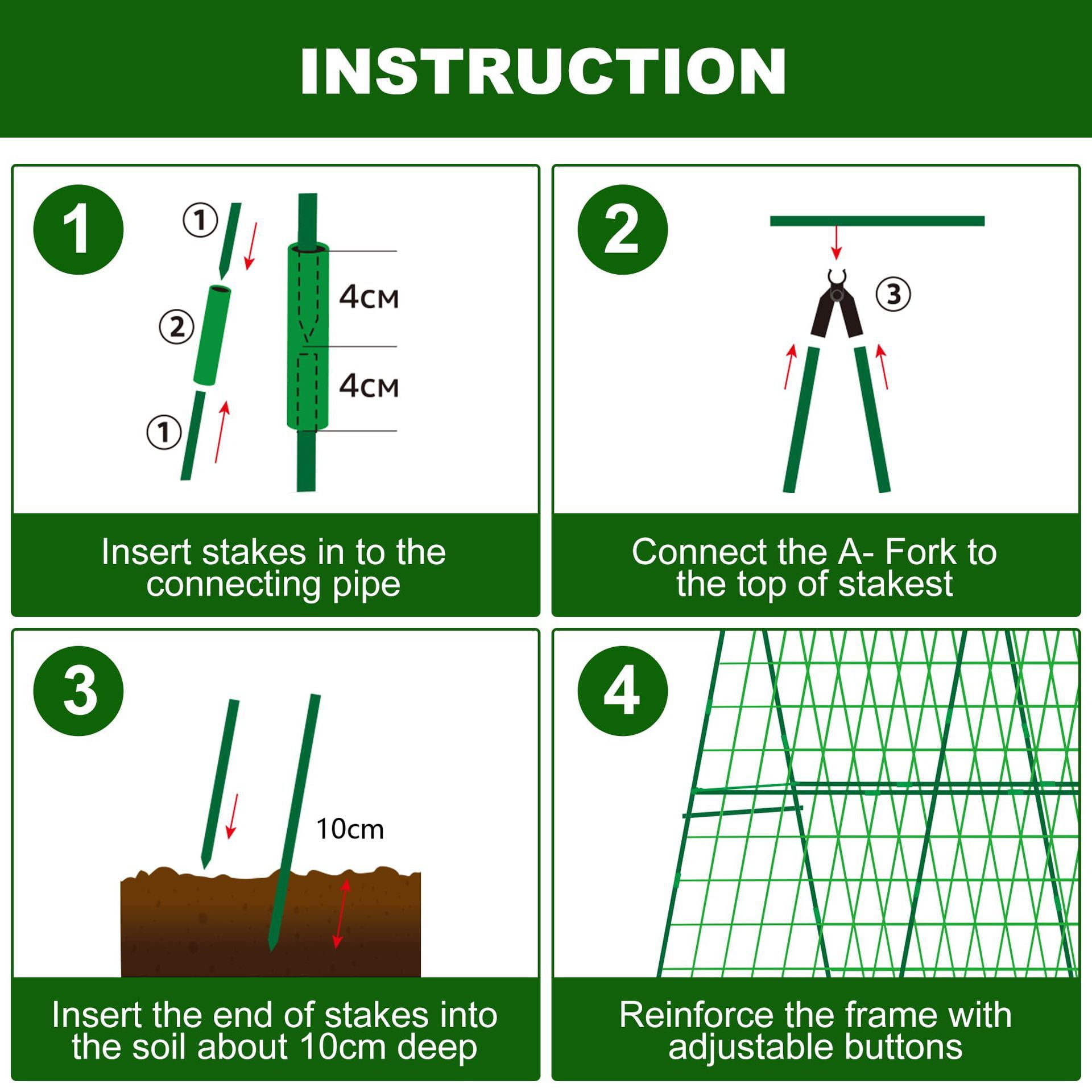 Cucumber Trellis 48 inch A-Frame Garden Trellis for Climbing Plants Outdoor Support for Vegetable Vine Tomato Cucumber Trellis Raised Bed, with Netting, Green