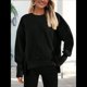 thumbnail image 4 of Sudadera Informal de Cuello Redondo para Mujer, -Otoño 2025, Larga, Abertura Lateral, Sudadera para Hacer Ejercicio. Negro S, 4 of 9