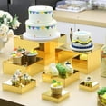 thumbnail image 2 of 8 Pack Acrylic Cube Risers Acrylic Boxes for Food Display Decorative Stands with Hollow Bottoms for Jewelry Food Buffet Risers Display Candy Table Decor, 8 Sizes(Gold,Flat), 2 of 5