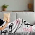 thumbnail image 3 of Cat Soft Flannel Fleece Throw Blanket, Love Typography with an Outline Drawing of a Kitten Portrait Print, Cozy Plush for Indoor and Outdoor Use, 60" x 80", Pale Pink Dark Grey, by Ambesonne, 3 of 5