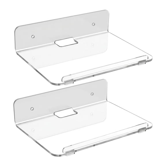 Acrylic Wall Mount Shelf for Camera Wall Mounted Storage Shelf in Bathroom Bedroom Kitchen, Clear Acrylic Floating Shelves Flexible Use for Wall Space (2 Count)