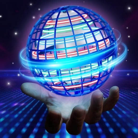 ROMYSE Flying Orb Toy Grame Hand-Controlled Mini Cosmic Globe 360°Rotating LED Flying Ball Toys, Safe for Kids Adults, Blue