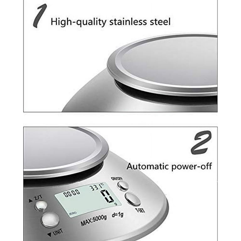 Mechanical Scale High Accuracy Stainless Steel Dial Food Scale with  Removable Bowl for Kitchen Baking Cooking Clear Scale Dial (2KG)