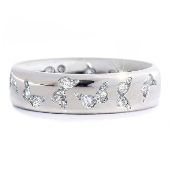 VOLALO Women 925 Sterling Silver Butterfly Cubic Zirconia Inlay Thumb Ring Stress Anxiety Rings Women's Jewelry Lady Birthday Mother's Day Gifts
