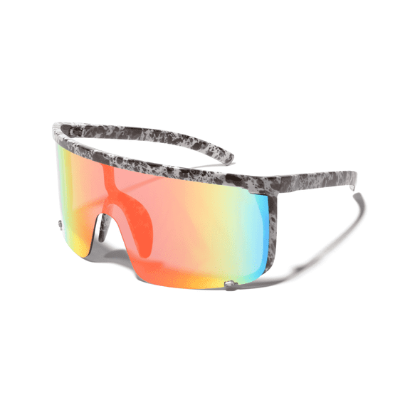 MILO Oversized Splatter UV400 Retro Vintage Flat Top Mirrored Mens Womens Sunglasses