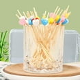 thumbnail image 3 of 100 Pieces Cocktail Sticks,12cm Disposable Bamboo Heart, Wooden Toothpick Party Supplies Skewers, for Decorated Food, Cocktail Glass, Carnival Birthday Party, 3 of 5