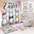 thumbnail image 1 of Weloille Easter Rabbit Theme 4-Piece Bathroom Set, Polyester Waterproof Shower Curtain Non-Slip Bath Mat, Water Absorbent Decor Set for Bathroom, Guest Room Home Holiday Decor, 1 of 6