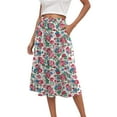 thumbnail image 2 of vigerkar High Waist Skirts for Women Summer Casual A Line Ruffle Swing Floral Midi Skirt with Pockets Hot Pink, L, 2 of 6