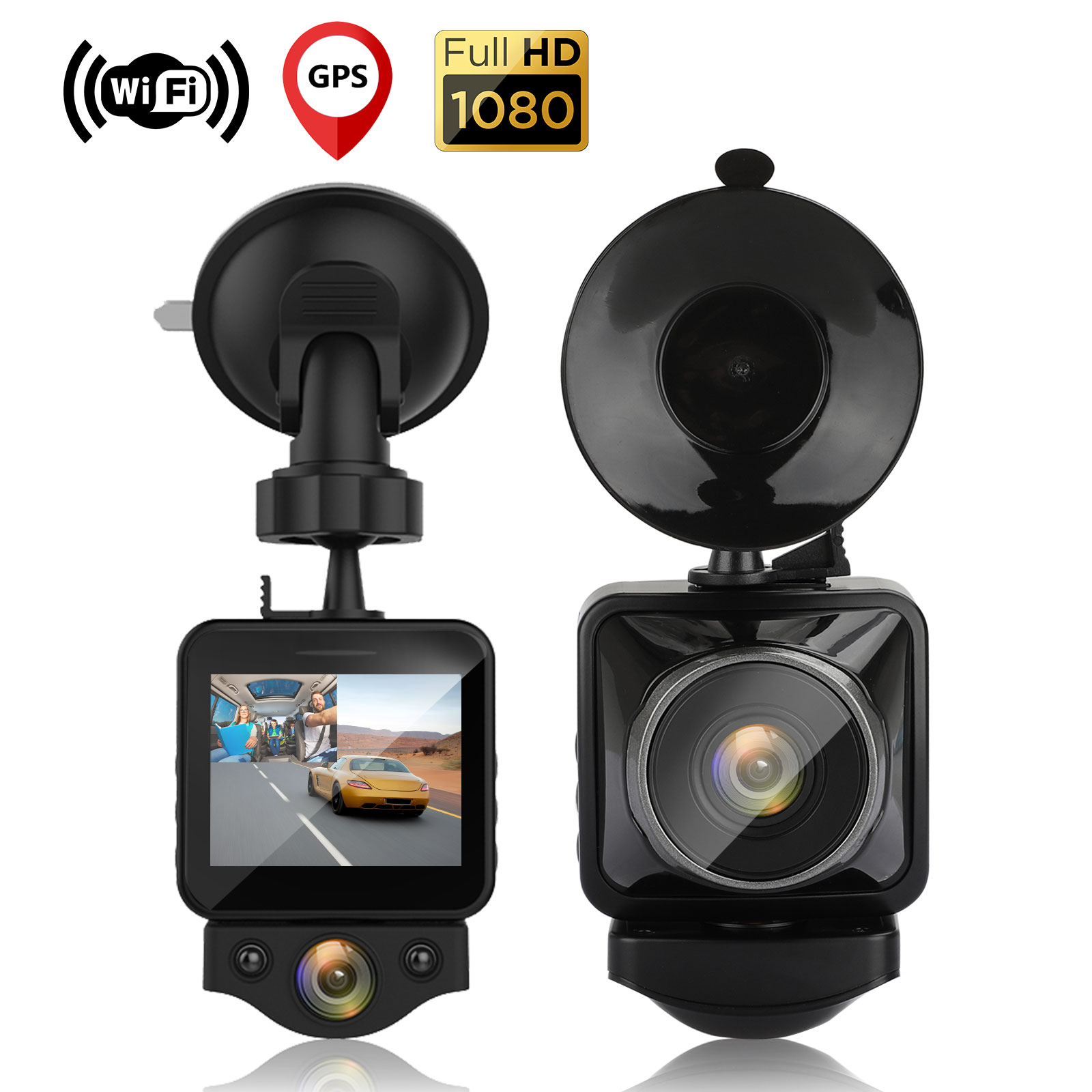 EEEkit Uber Dual Dash Cam Builtin GPS WIFI Driving Recorder 1080P