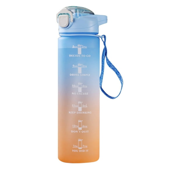 Motivational Water Bottle with Times to Drink,Time Marker & Removable Strainer