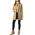 thumbnail image 2 of INSPIRE CHIC Classic Stand Collar Coat for Women's Zip Up Trench Coats with Belt, 2 of 5