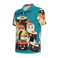 thumbnail image 2 of Balery I Love Sushi Printed Men’s Short Sleeve Polo Shirt, Midweight Men's Shirt,Golf Polo shirts -, 2 of 9