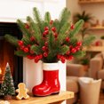 thumbnail image 3 of Ramas de pino navideñas con bayas rojas, tallos artificiales verdes para arreglos florales en árboles, decoración para el hogar, la oficina y centros de mesa navideños, 3 of 7