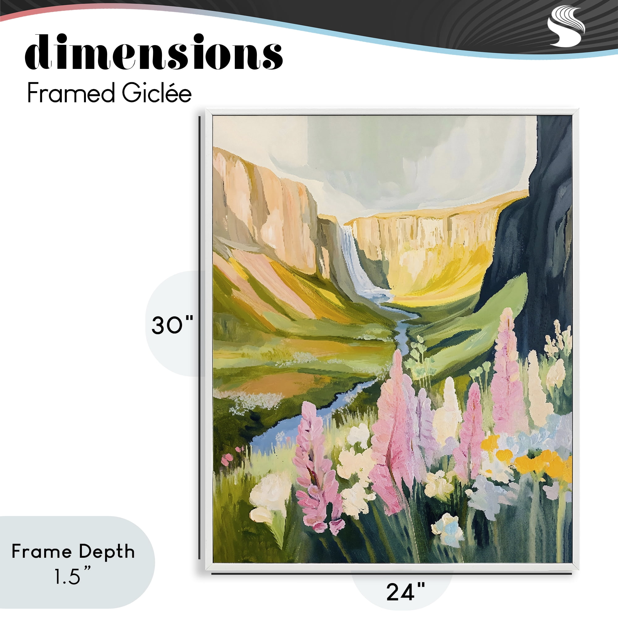 Stupell Industries Waterfall and Valley in Bloom White Framed Giclee Art, design by The Prints Vibe