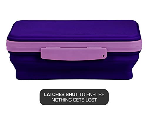 It's Academic Flexi Storage Box, Folding, Collapsible and Adjustable for Pencils, Supplies, and More, Purple (23135)