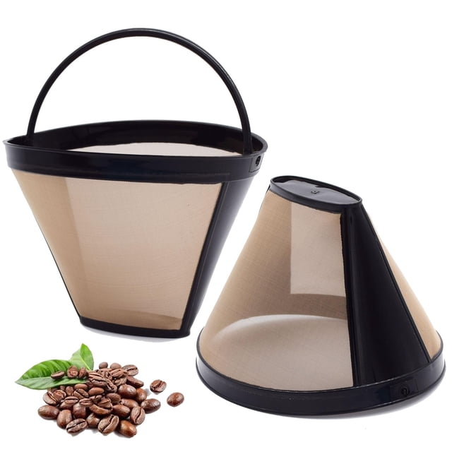 Reemplazo de cesta de filtros de café de cono reutilizable #4 para cafeteras Cuisinart (2 filtros reutilizables)