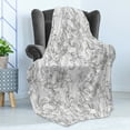 thumbnail image 4 of Floral Soft Flannel Fleece Blanket, Greyscale Vintage Style Pattern of Outline Flowers in Neutral Tones Image, Cozy Plush for Indoor and Outdoor Use, 60" x 80", Grey Pale Grey White, by Ambesonne, 4 of 5