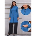 thumbnail image 2 of DARING DIVA Women's Stand Collar Mid-Length Overcoat with Pockets XS Blue, 2 of 6