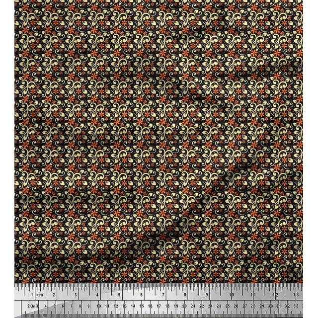 Soimoi Poly Georgette Fabric Dot,Swirl & Floral Shirting Print Fabric by The Yard 42 Inch Wide
