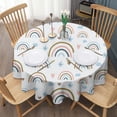 thumbnail image 3 of Round Waterproof Tablecloth 60×60 Inch, Boho Style Reusable Indoor/Outdoor Durable Table Cover for Party Kitchen Dinner Room Decor, 3 of 6