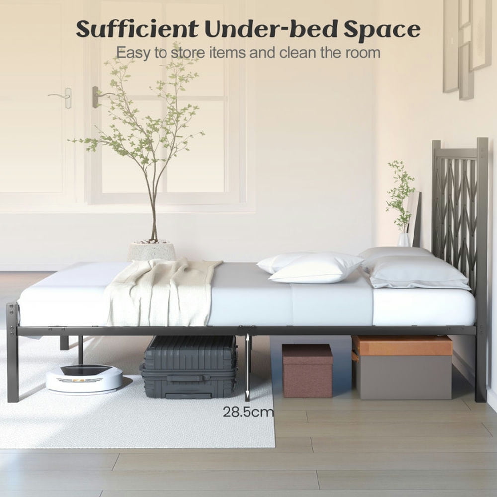 Barara King Bed Frames, Platform Bed Frame, Full Size Platform Bed with Headboard and Metal Frame-Full Size