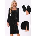 thumbnail image 2 of DARING DIVA Fall Velvet Long Sleeve Square Neck Cocktail Dress XL Black, 2 of 5